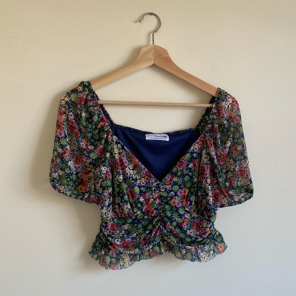 NWOT Urban Outfitters Floral Mesh Crop Top